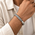 925 sterling silver chevron-link bracelet worn on a wrist