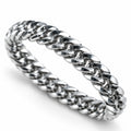 Close-up of polished interlocking curb links
